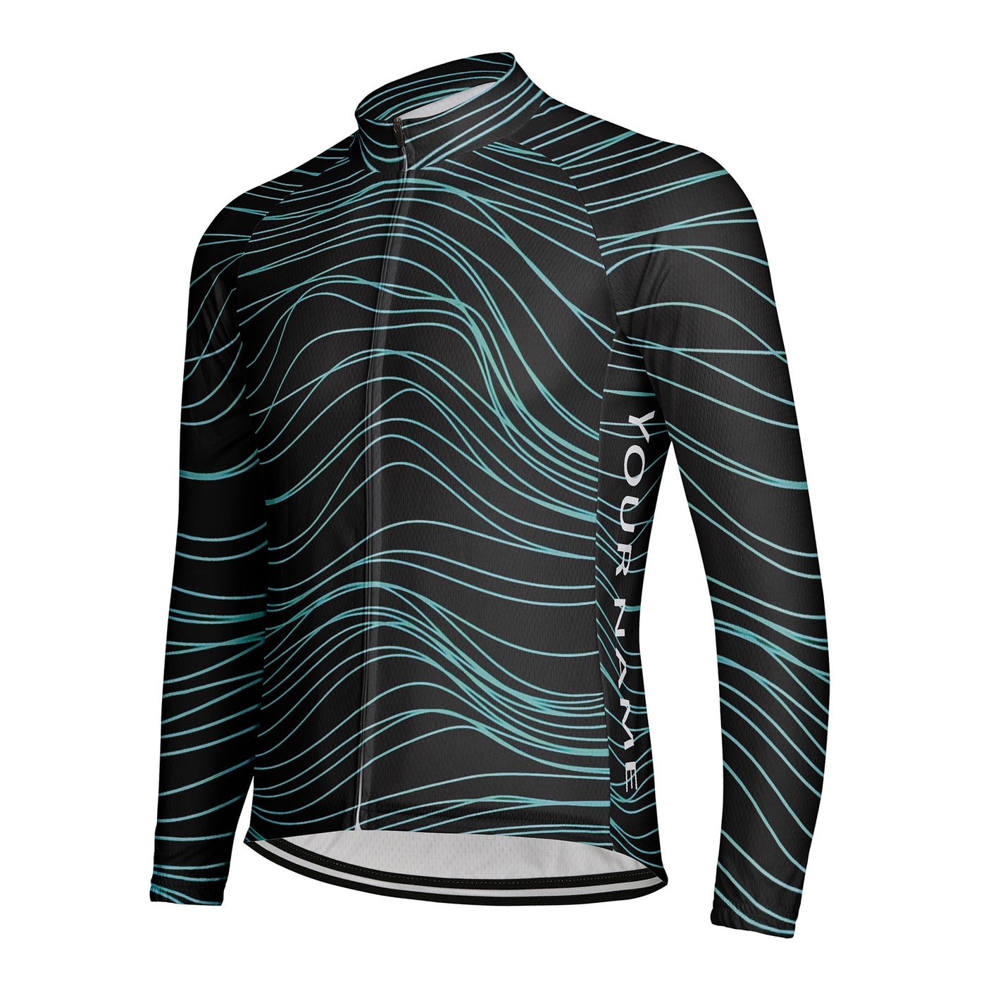 Customized Abstract Wave Men's Cycling Jersey Long Sleeve