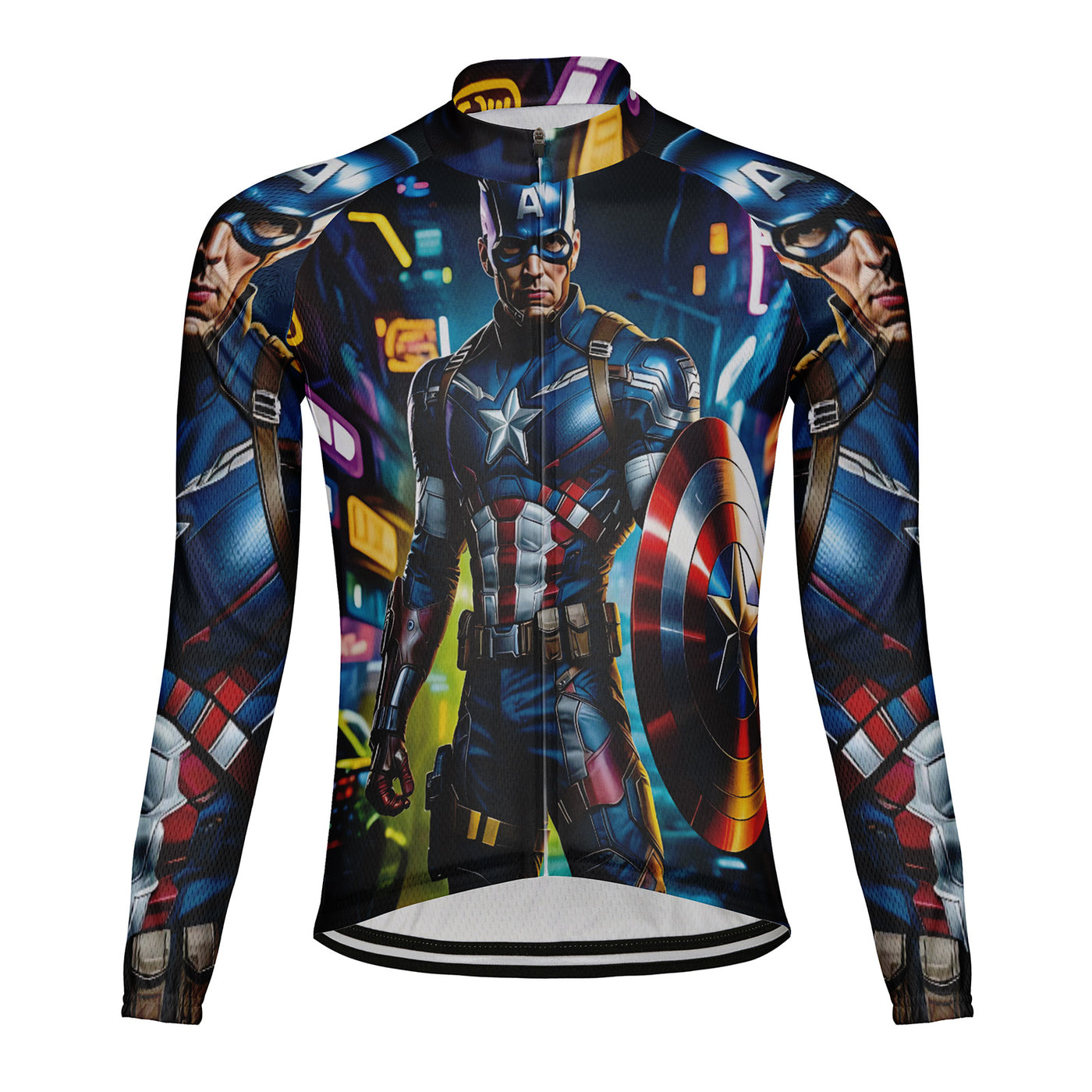 Customized Captain America Men's Cycling Jersey Long Sleeve