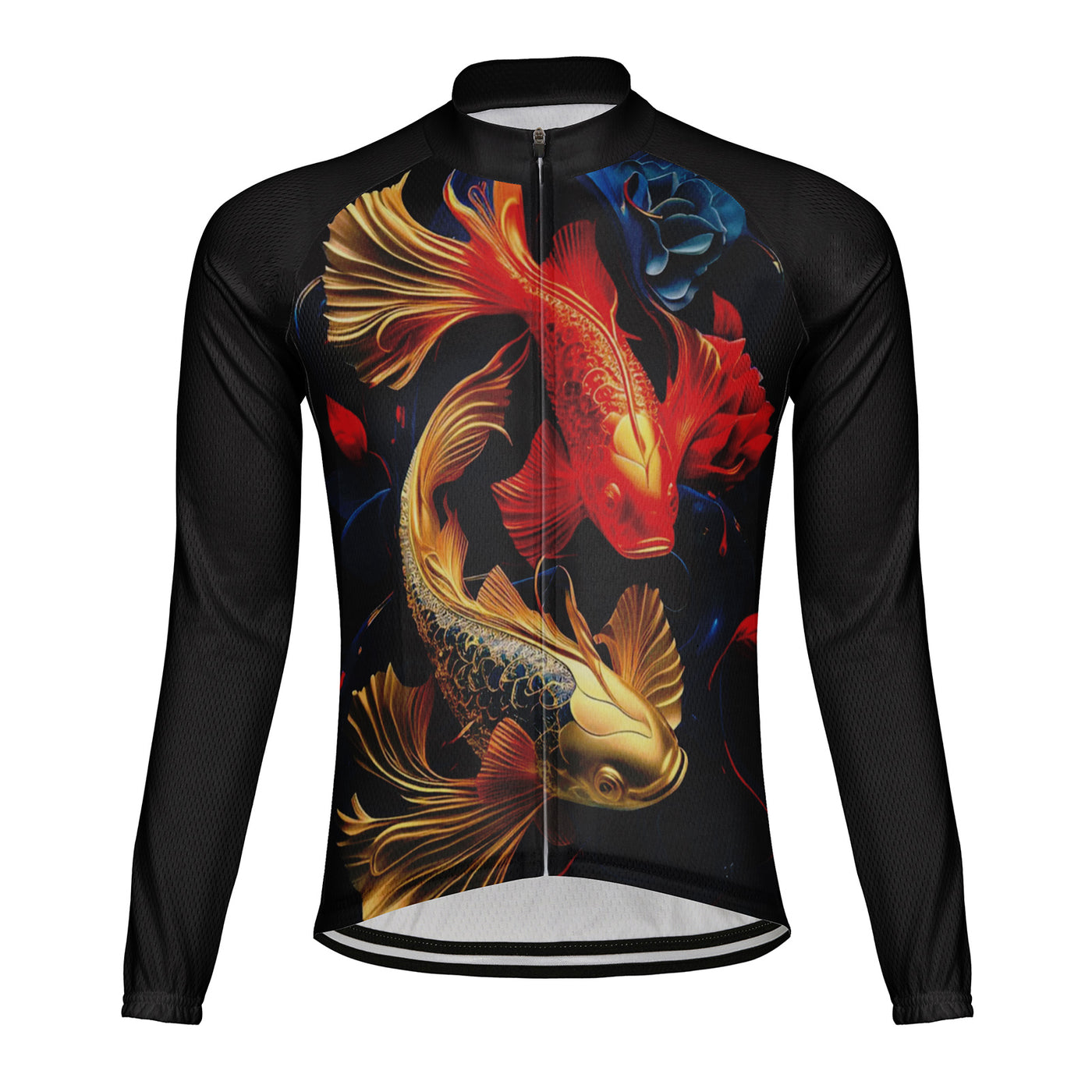 Customized Goldfish Men's Winter Thermal Fleece Cycling Jersey Long Sleeve