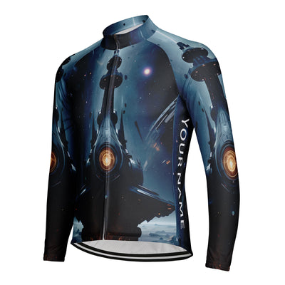 Customized Spaceship Men's Cycling Jersey Long Sleeve