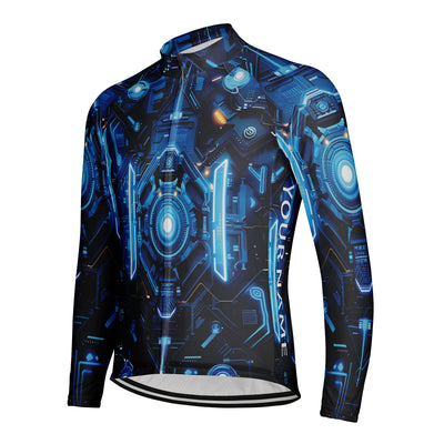 Customized Chip Diagram Men's Winter Thermal Fleece Cycling Jersey Long Sleeve