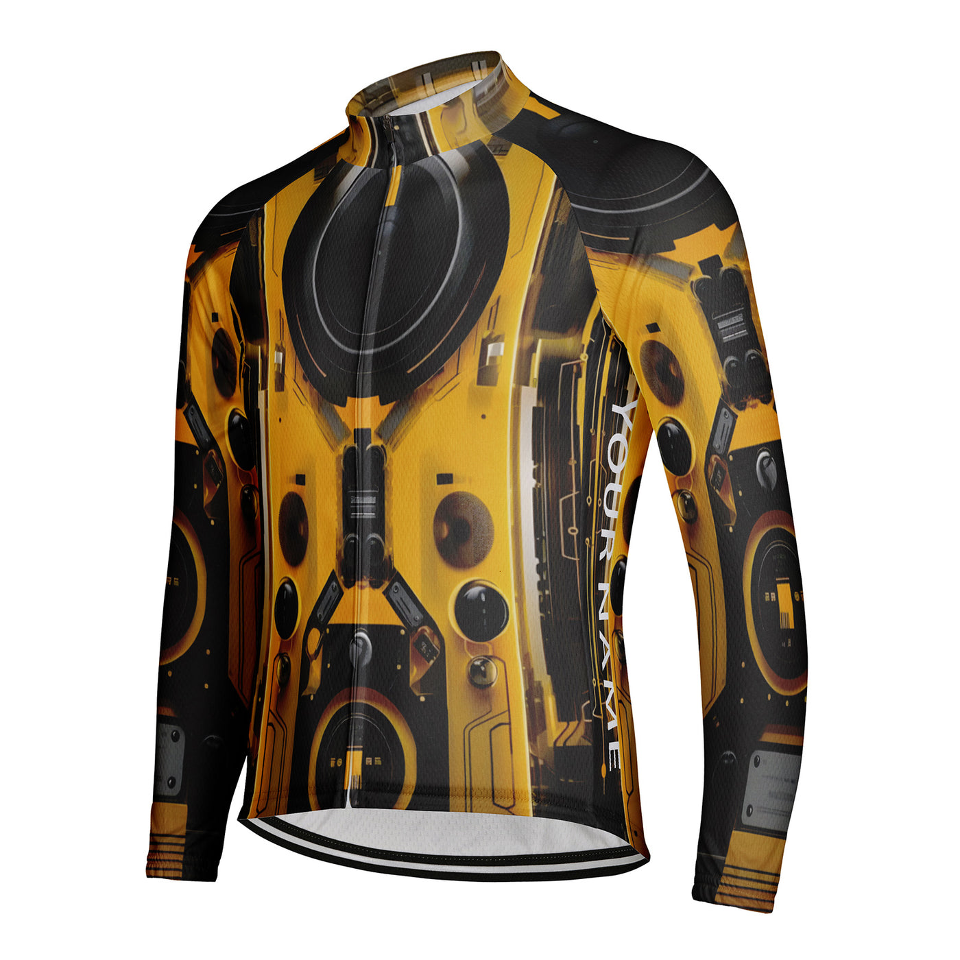 Customized Mecha Men's Winter Thermal Fleece Cycling Jersey Long Sleeve