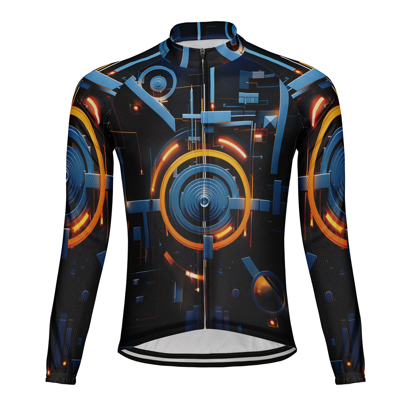 Customized Machine Diagram Men's Winter Thermal Fleece Cycling Jersey Long Sleeve