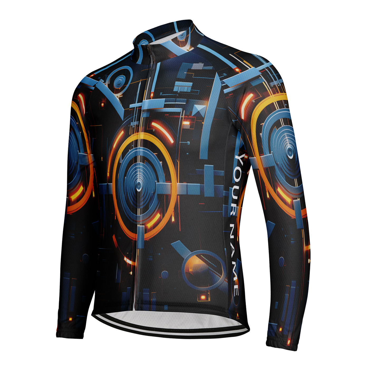 Customized Machine Diagram Men's Winter Thermal Fleece Cycling Jersey Long Sleeve