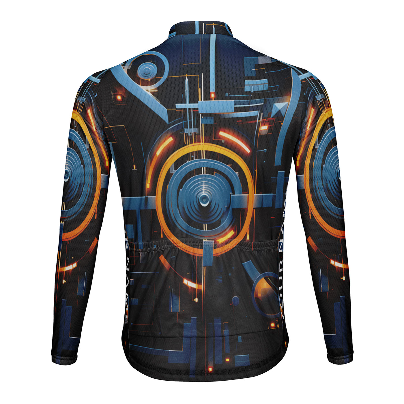 Customized Machine Diagram Men's Winter Thermal Fleece Cycling Jersey Long Sleeve
