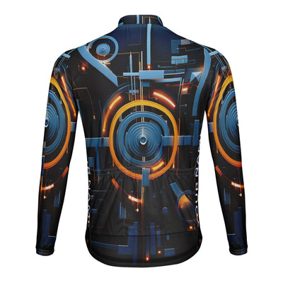 Customized Machine Diagram Men's Winter Thermal Fleece Cycling Jersey Long Sleeve