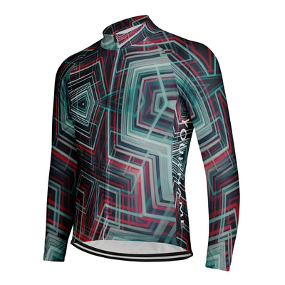 Customized Cool Technology Themed Image Men's Winter Thermal Fleece Cycling Jersey Long Sleeve