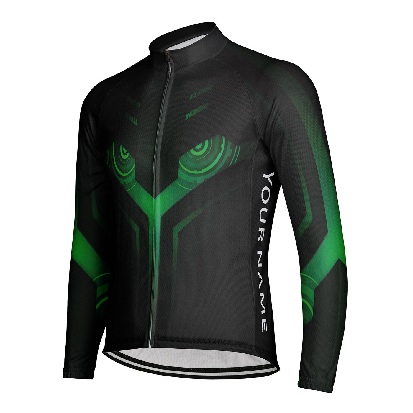 Customized Machine face Men's Winter Thermal Fleece Cycling Jersey Long Sleeve