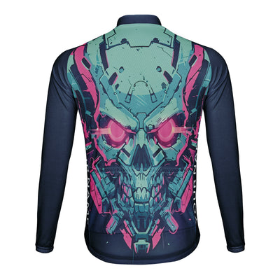 Customized Machine Skull Men's Winter Thermal Fleece Cycling Jersey Long Sleeve