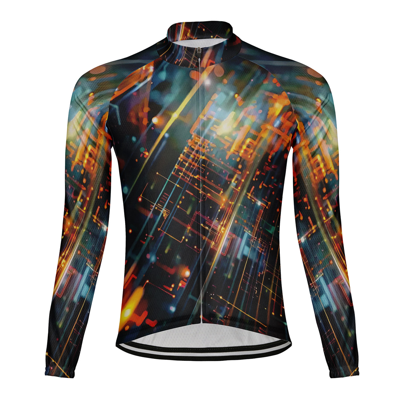 Customized Current Graph Men's Winter Thermal Fleece Cycling Jersey Long Sleeve