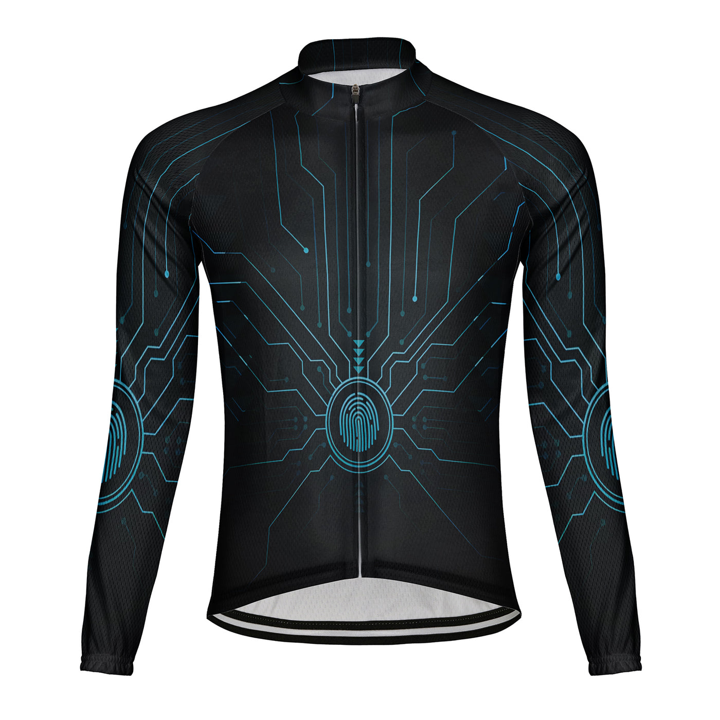 Customized Fingerprint Electrogram Men's Cycling Jersey Long Sleeve