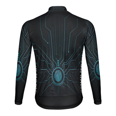Customized Fingerprint Electrogram Men's Winter Thermal Fleece Cycling Jersey Long Sleeve