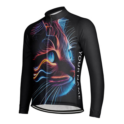 Customized Cat Men's Winter Thermal Fleece Cycling Jersey Long Sleeve