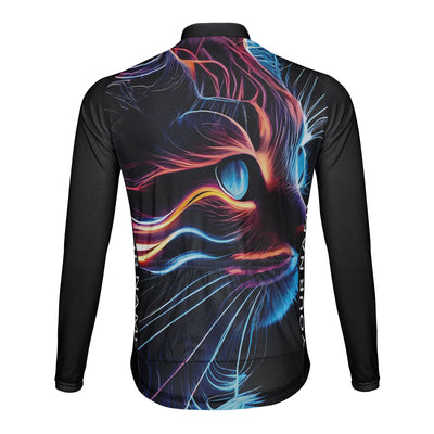Customized Cat Men's Winter Thermal Fleece Cycling Jersey Long Sleeve