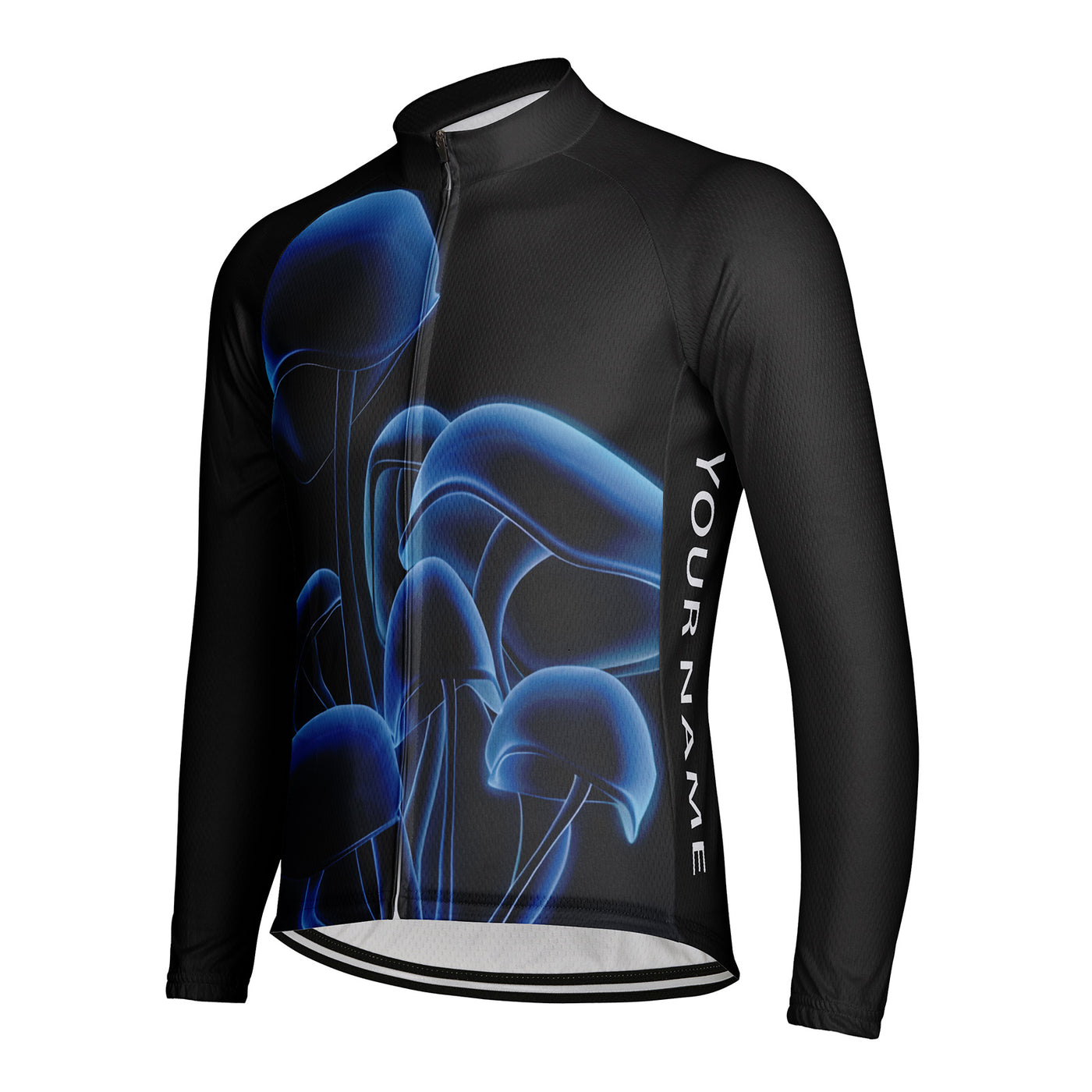 Customized Mushroom Men's Winter Thermal Fleece Cycling Jersey Long Sleeve