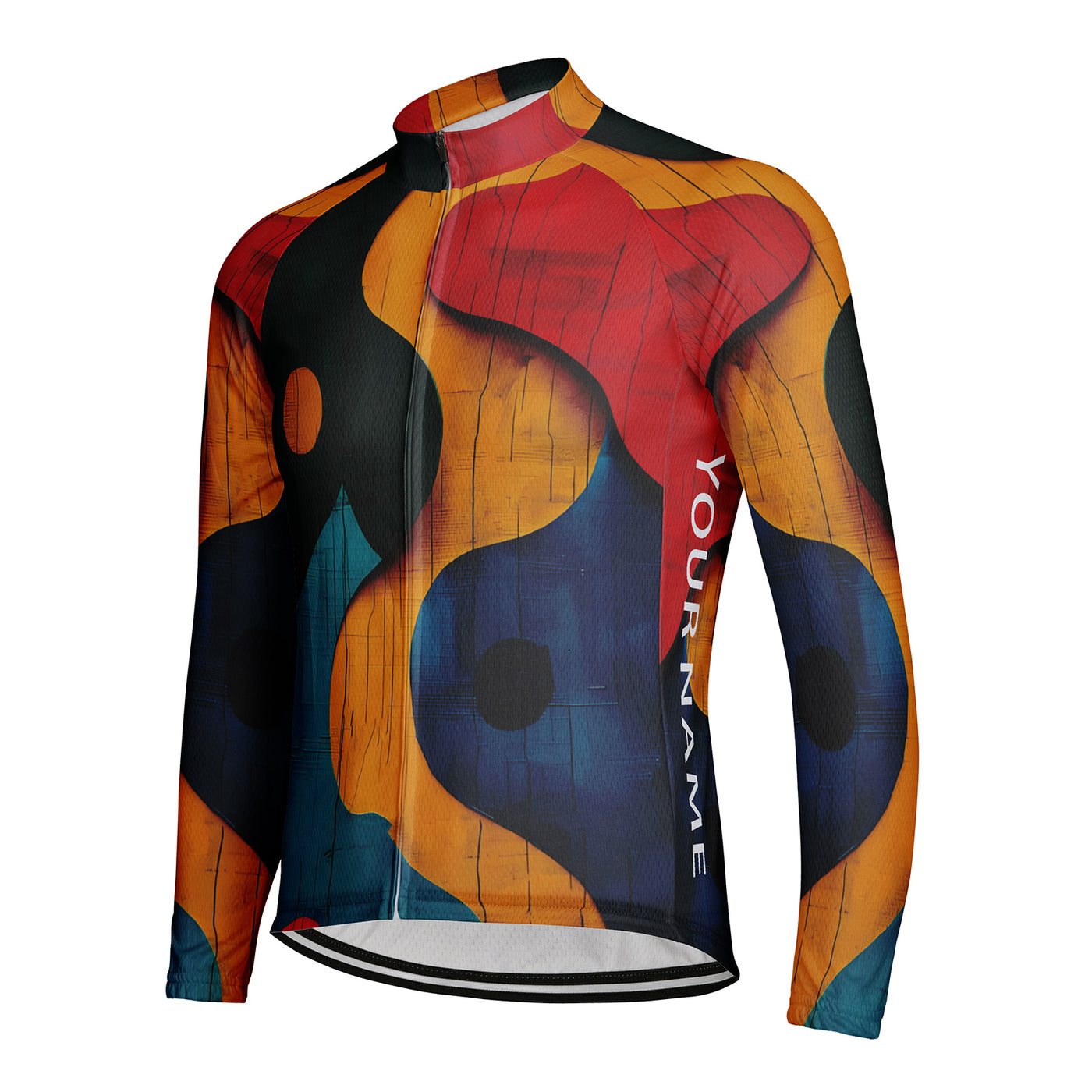 Customized Geometric figure Men's Winter Thermal Fleece Cycling Jersey Long Sleeve