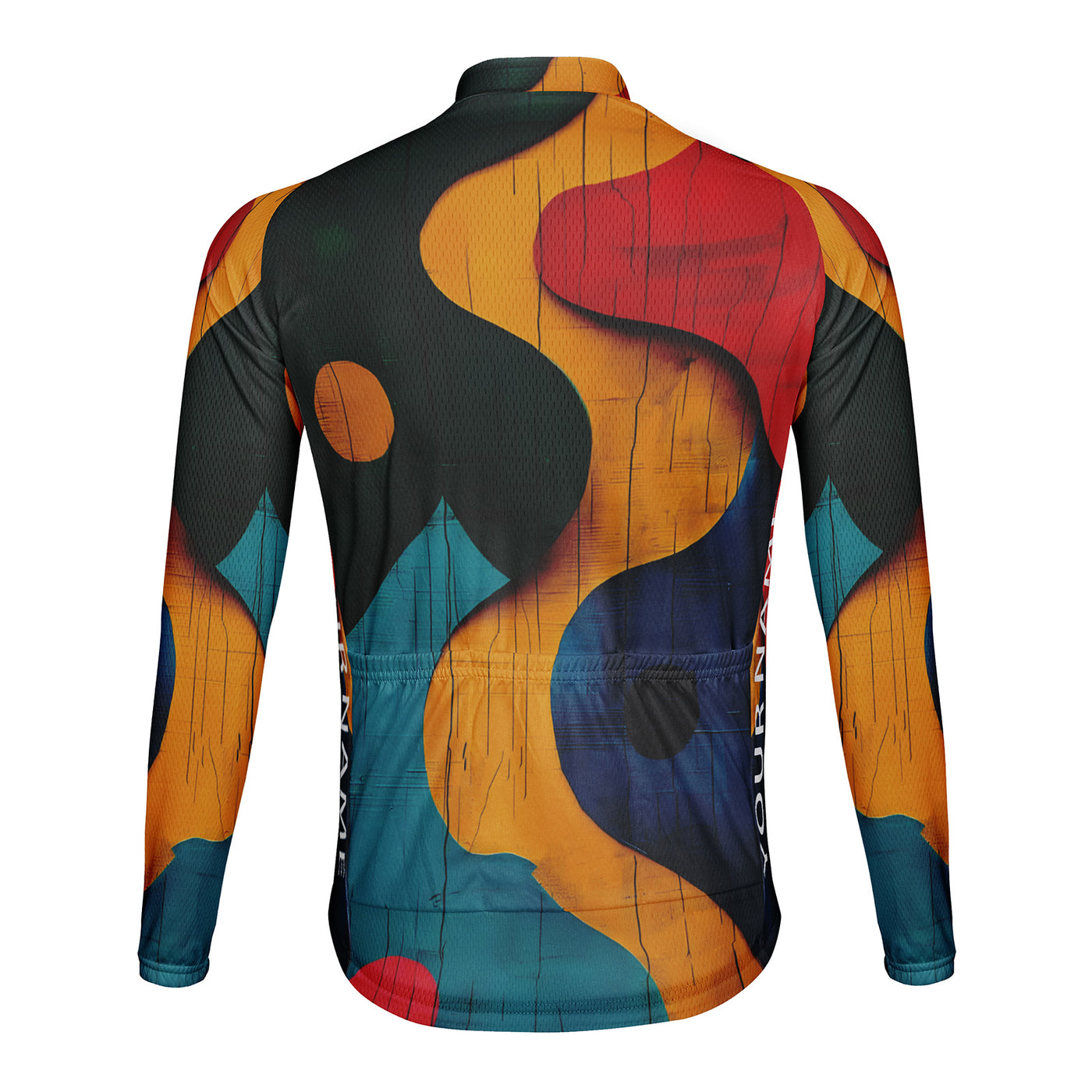 Customized Geometric figure Men's Winter Thermal Fleece Cycling Jersey Long Sleeve
