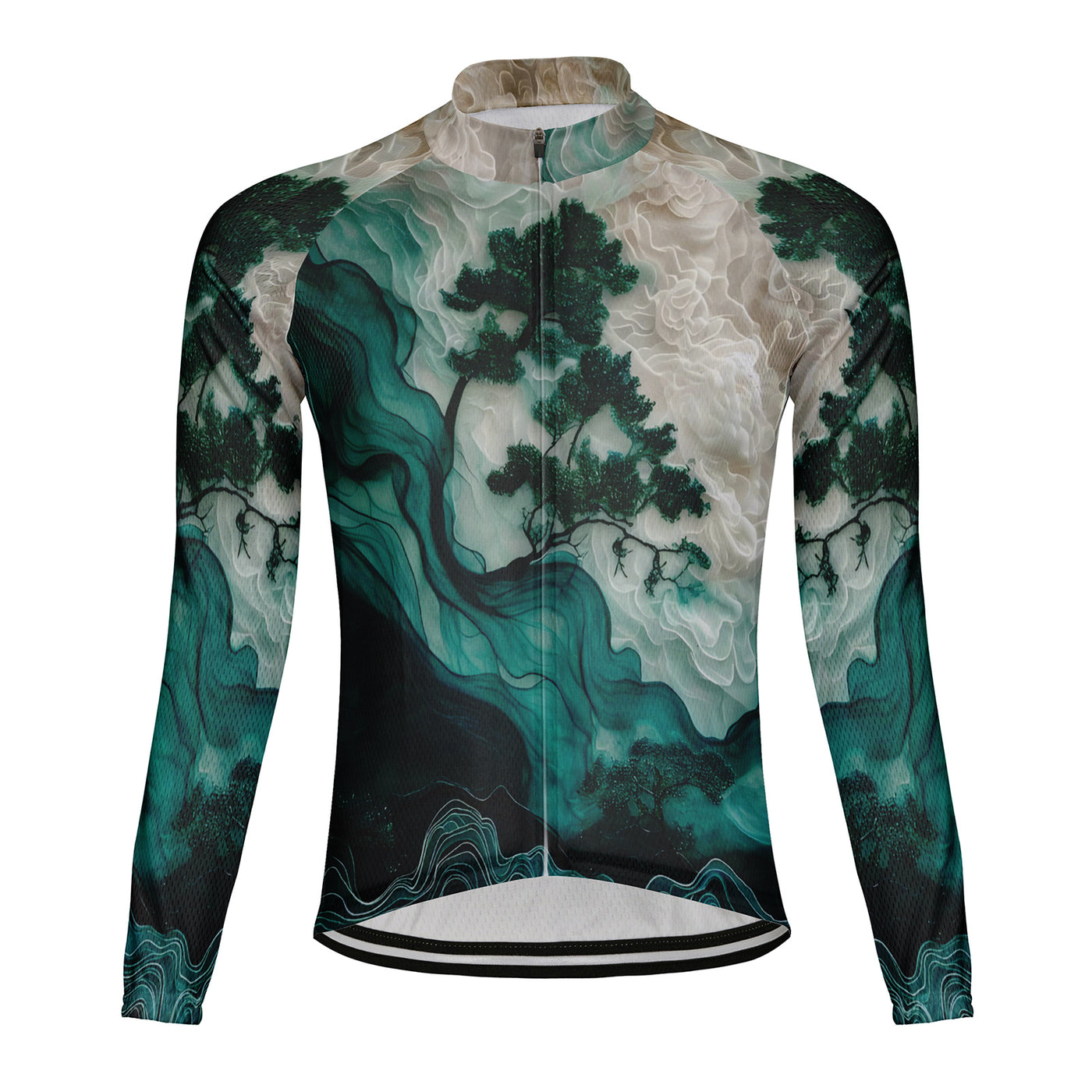 Customized Pine Tree Men's Winter Thermal Fleece Cycling Jersey Long Sleeve