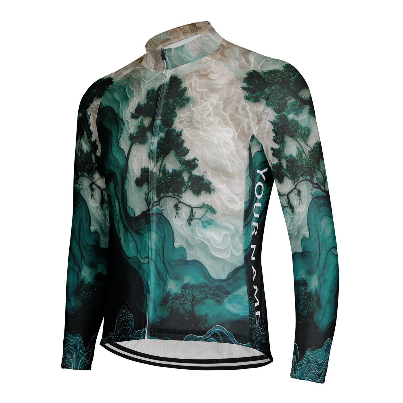Customized Pine Tree Men's Cycling Jersey Long Sleeve