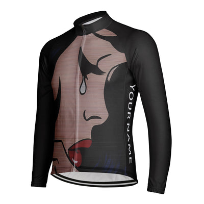Customized Beautiful Women Shed Tears Men's Cycling Jersey Long Sleeve