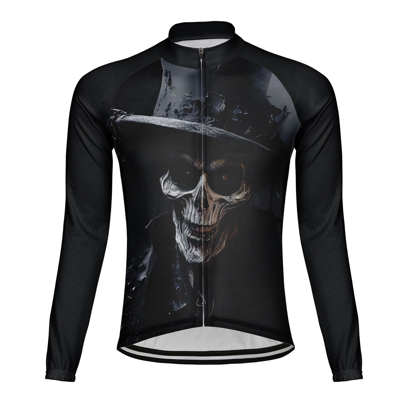 Customized Horror Skeleton Men's Winter Thermal Fleece Cycling Jersey Long Sleeve
