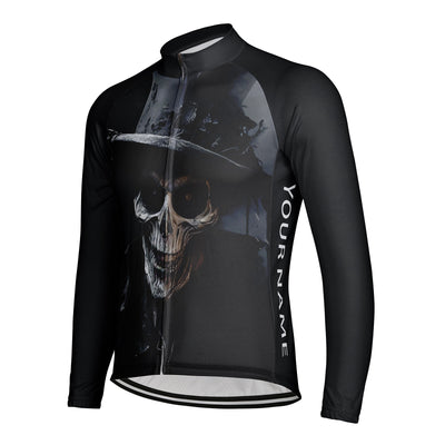 Customized Horror Skeleton Men's Cycling Jersey Long Sleeve