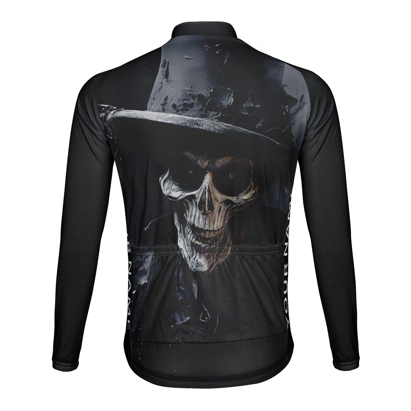 Customized Horror Skeleton Men's Winter Thermal Fleece Cycling Jersey Long Sleeve