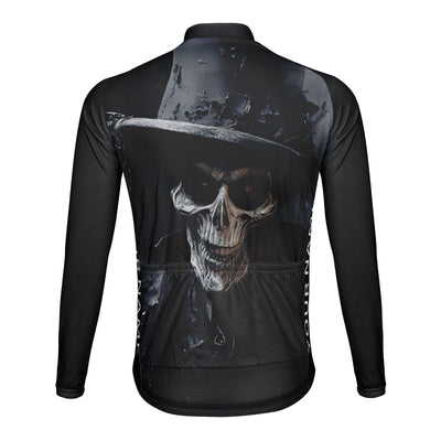 Customized Horror Skeleton Men's Winter Thermal Fleece Cycling Jersey Long Sleeve