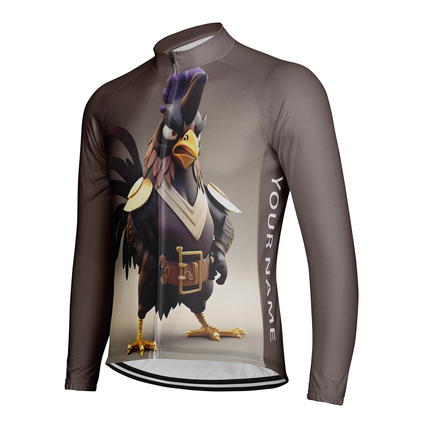 Customized Chicken Men's Winter Thermal Fleece Cycling Jersey Long Sleeve