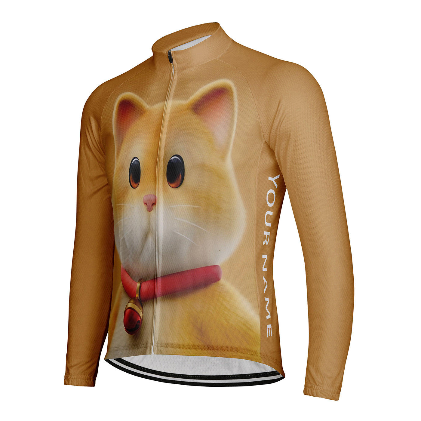 Customized Lucky Cat Men's Winter Thermal Fleece Cycling Jersey Long Sleeve