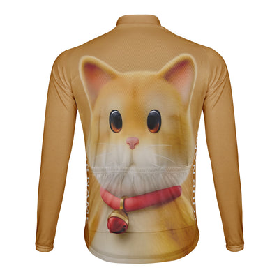 Customized Lucky Cat Men's Winter Thermal Fleece Cycling Jersey Long Sleeve
