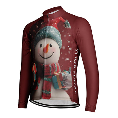 Customized Christmas Men's Winter Thermal Fleece Cycling Jersey Long Sleeve