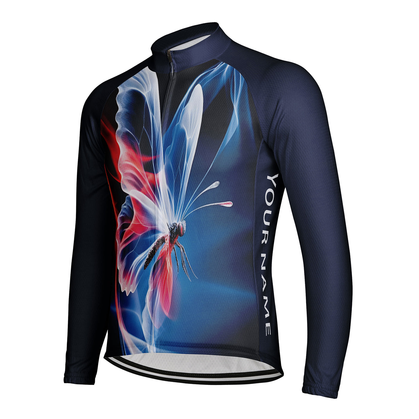 Customized Butterfly Men's Winter Thermal Fleece Cycling Jersey Long Sleeve