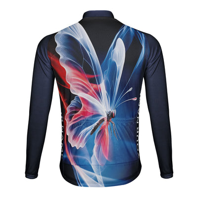 Customized Butterfly Men's Winter Thermal Fleece Cycling Jersey Long Sleeve
