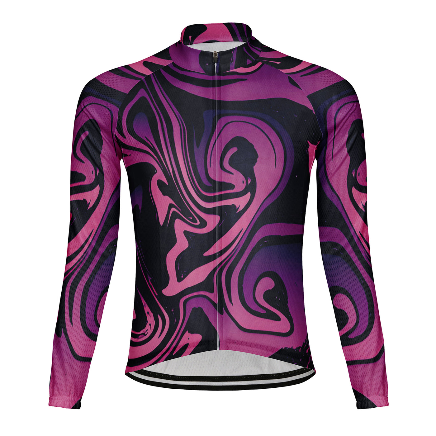 Customized Liquid flow pattern Men's Winter Thermal Fleece Cycling Jersey Long Sleeve