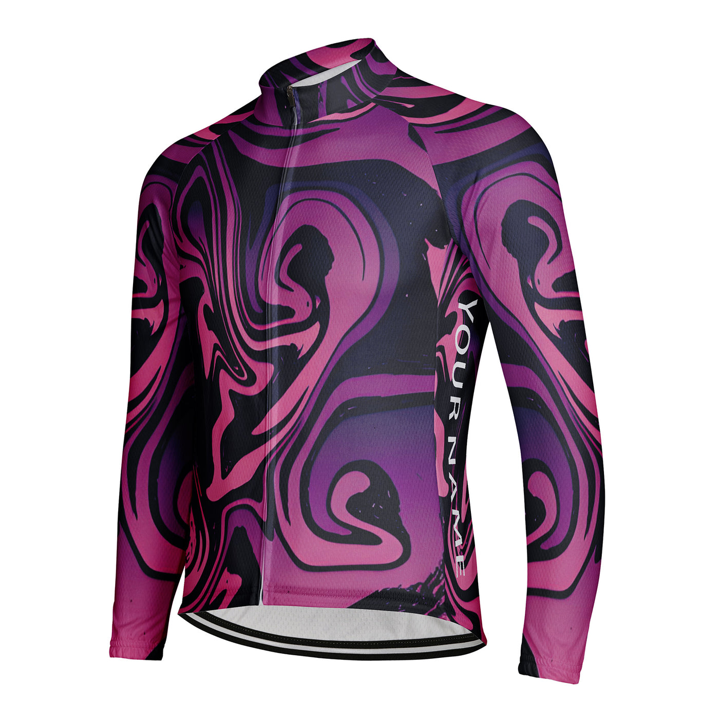 Customized Liquid flow pattern Men's Winter Thermal Fleece Cycling Jersey Long Sleeve