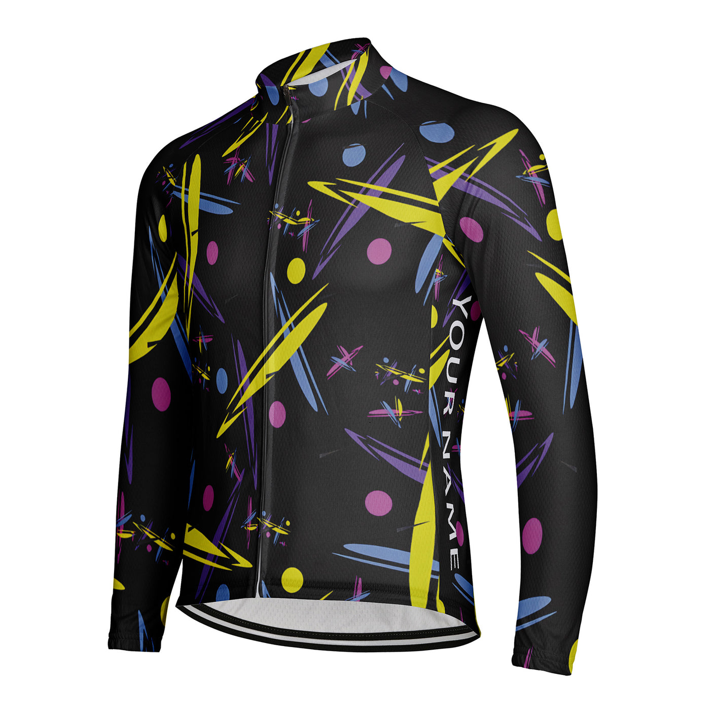 Customized Memphis Style Men's Winter Thermal Fleece Cycling Jersey Long Sleeve
