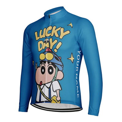 Customized Lucky Day Men's Winter Thermal Fleece Cycling Jersey Long Sleeve