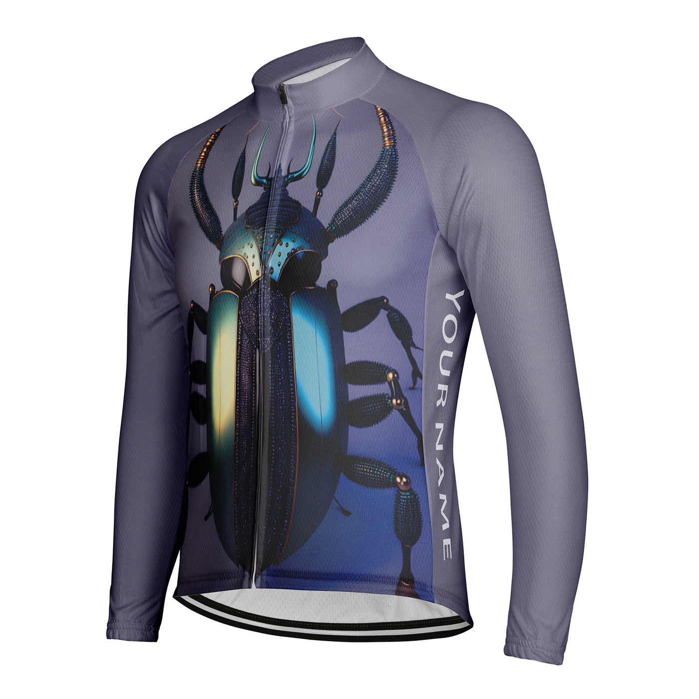 Customized Science Fiction Beetle Men's Winter Thermal Fleece Cycling Jersey Long Sleeve