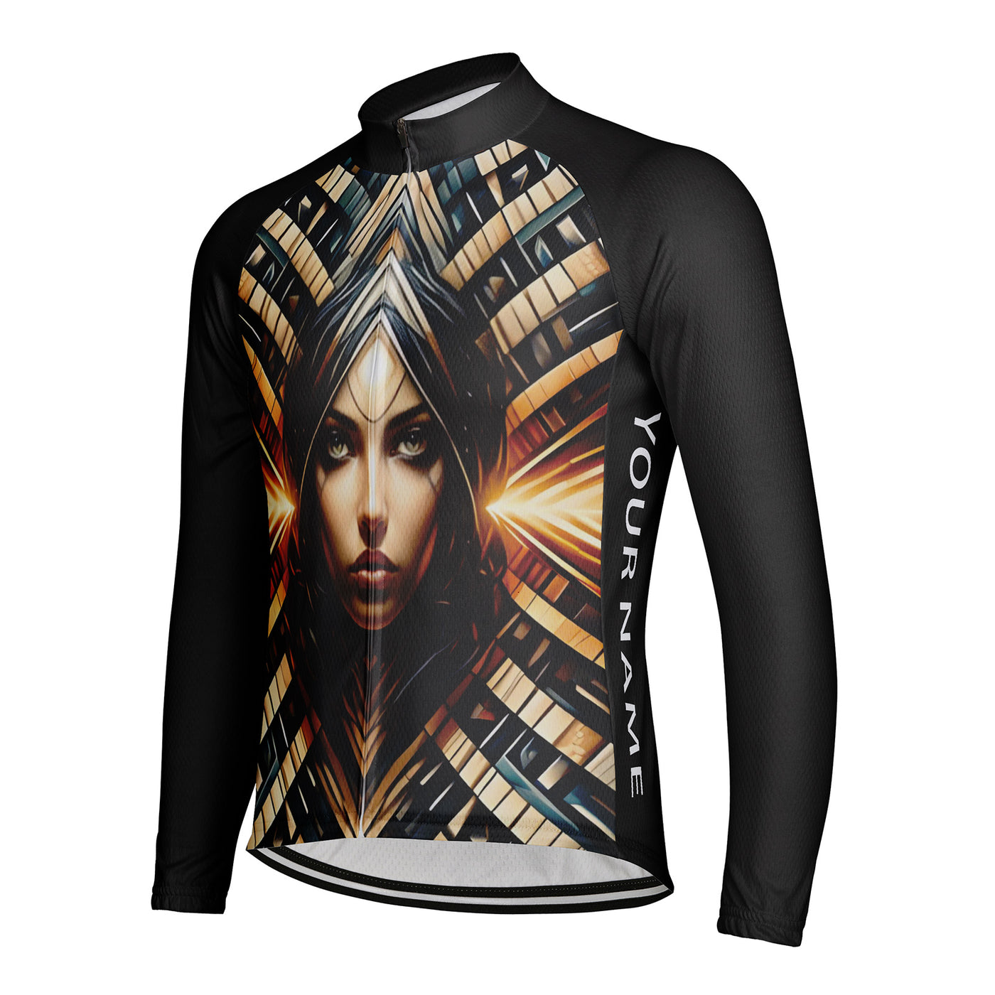 Customized Mysterious Woman Men's Winter Thermal Fleece Cycling Jersey Long Sleeve