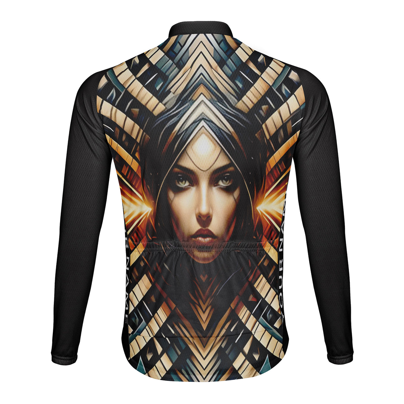 Customized Mysterious Woman Men's Winter Thermal Fleece Cycling Jersey Long Sleeve
