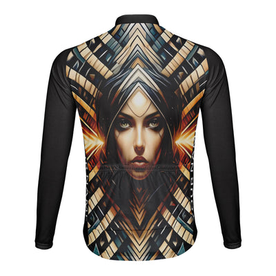 Customized Mysterious Woman Men's Winter Thermal Fleece Cycling Jersey Long Sleeve