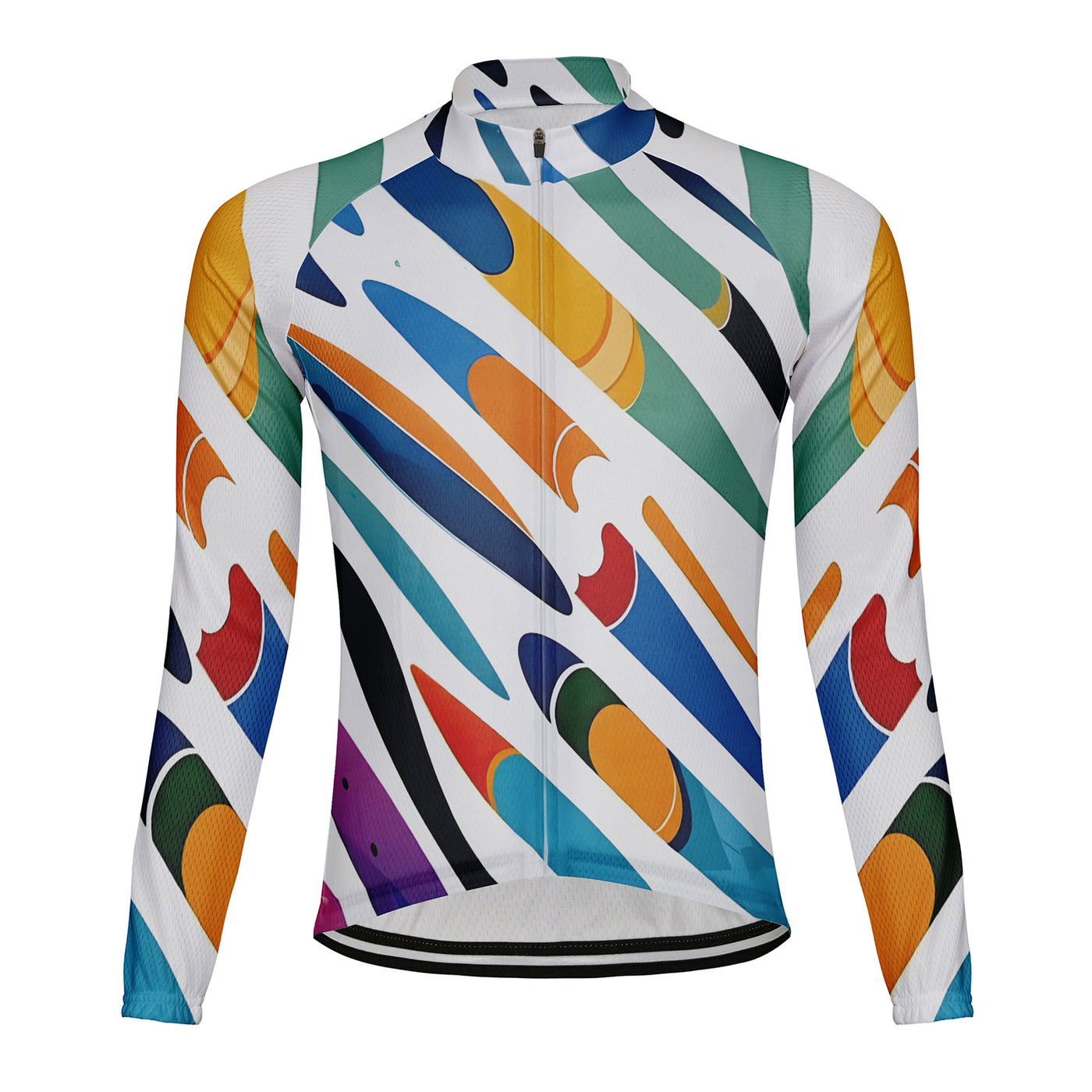 Customized Colorful Paper Art Rocket Men's Cycling Jersey Long Sleeve