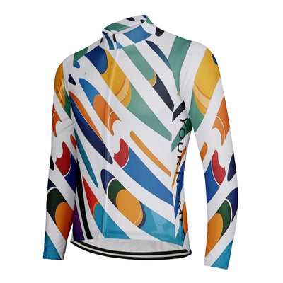 Customized Colorful Paper Art Rocket Men's Cycling Jersey Long Sleeve
