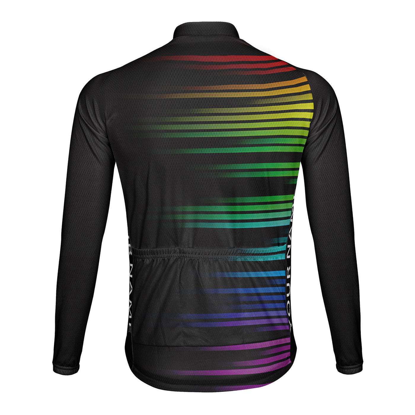 Customized Colorful Texture Men's Winter Thermal Fleece Cycling Jersey Long Sleeve