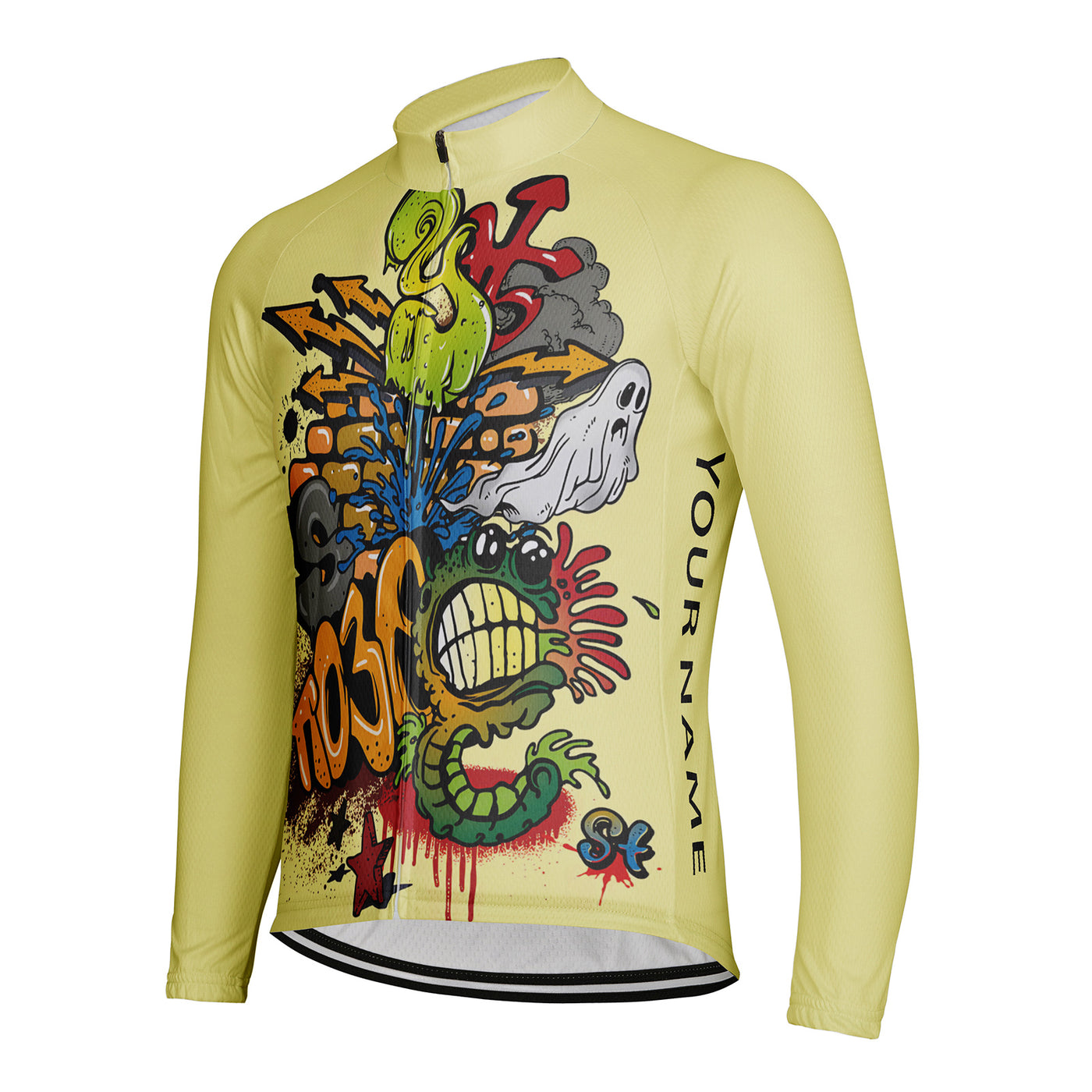 Customized Graffiti Carnival Men's Cycling Jersey Long Sleeve