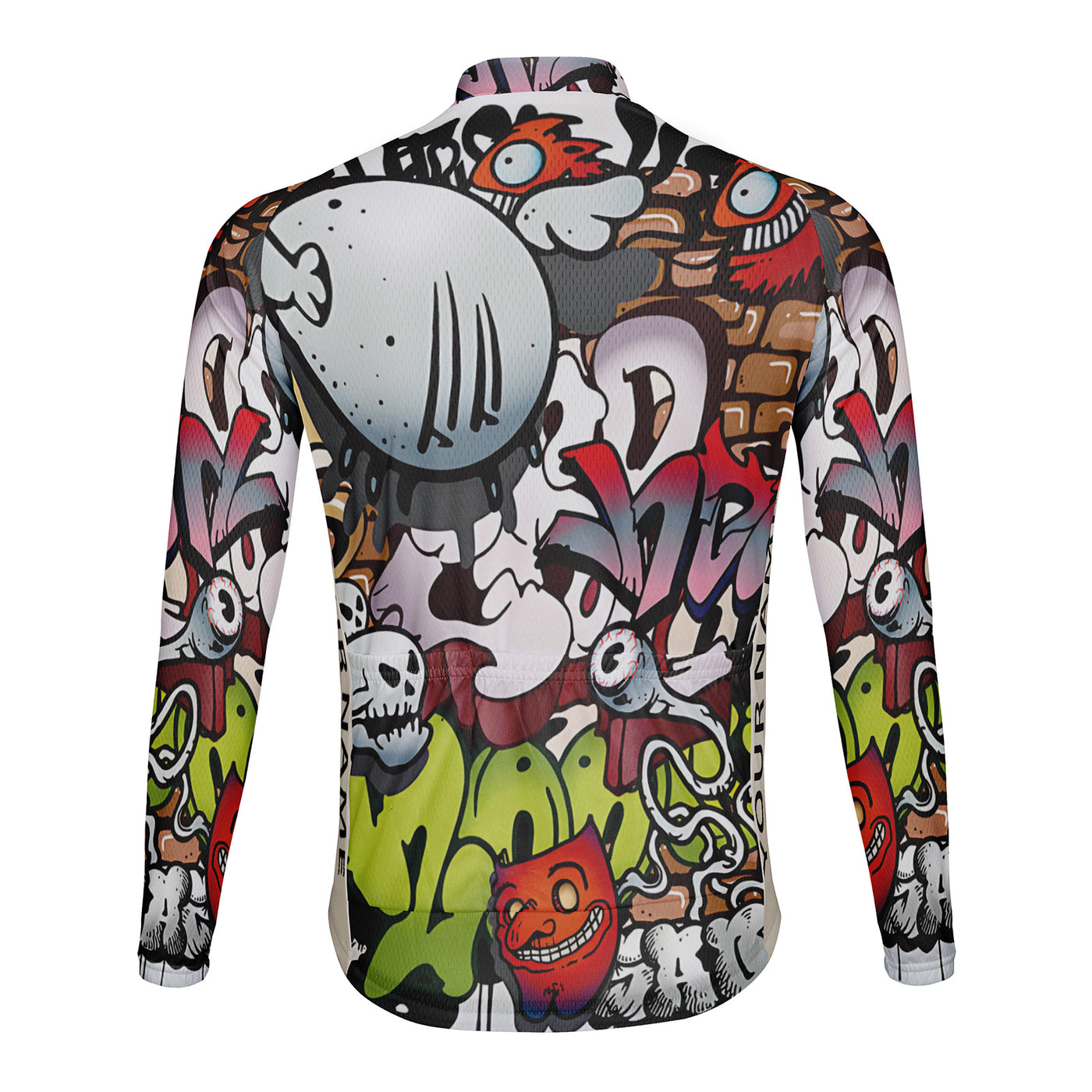 Customized Halloween Doodle Men's Winter Thermal Fleece Cycling Jersey Long Sleeve
