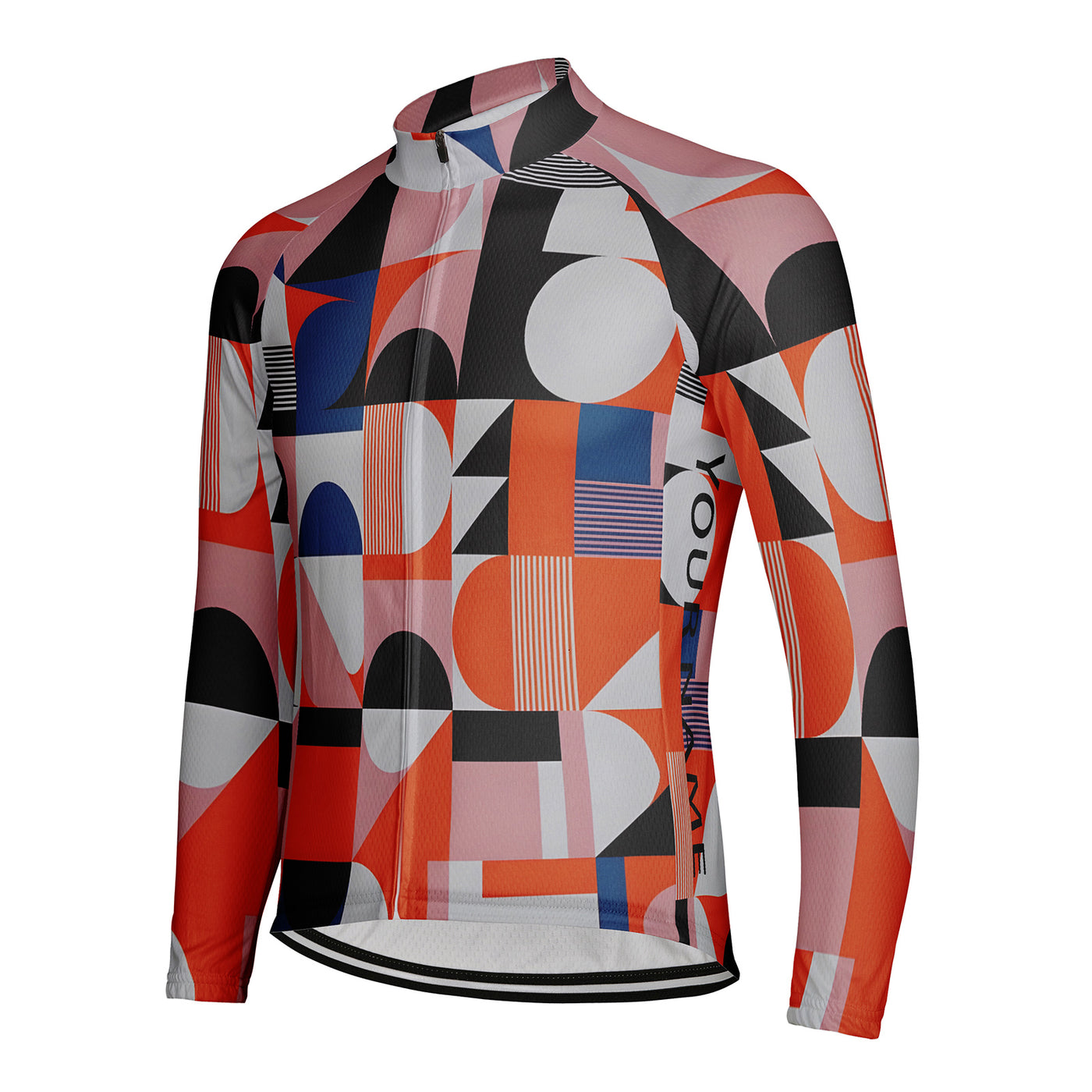 Customized Color Collision Geometric Rhythm Men's Cycling Jersey Long Sleeve