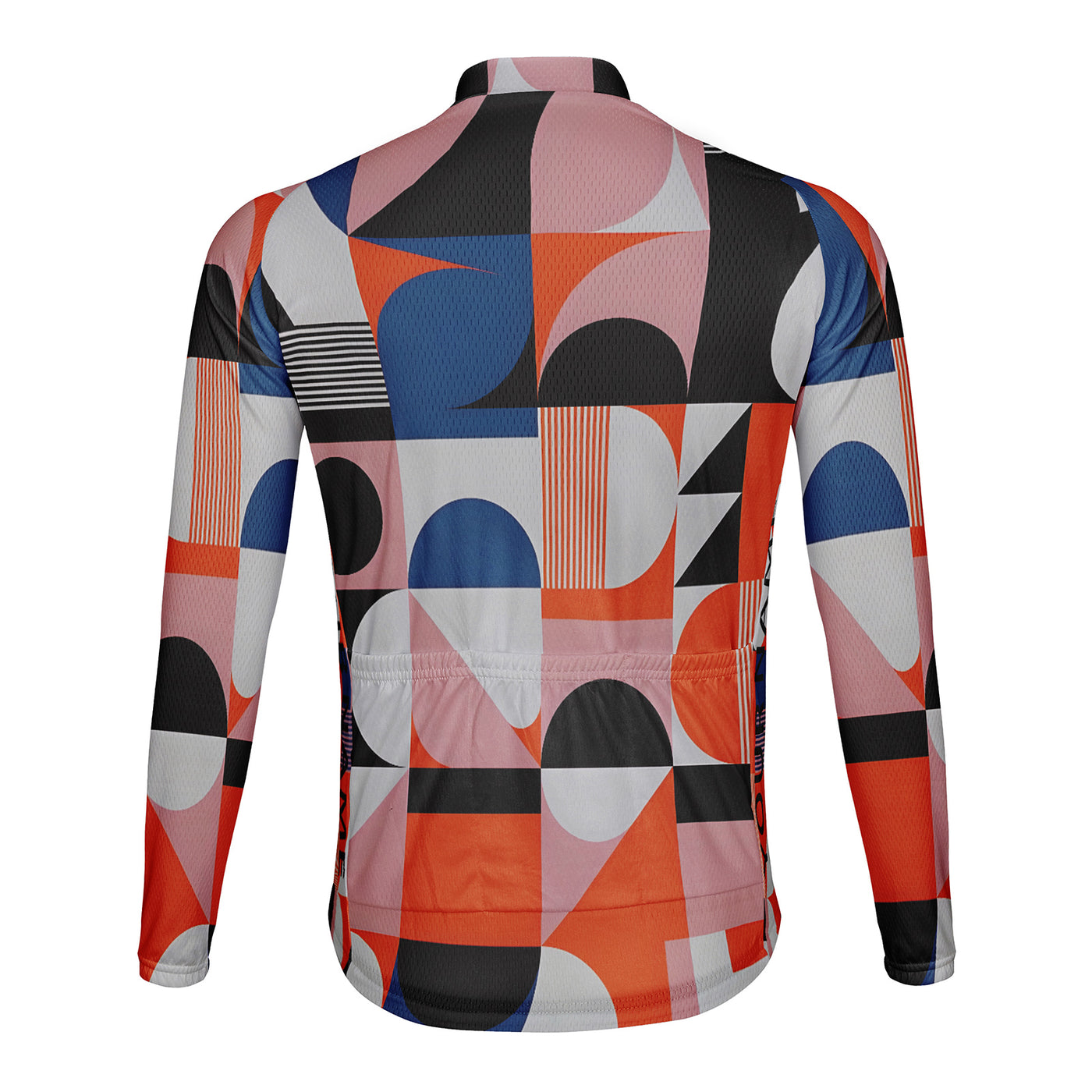 Customized Color Collision Geometric Rhythm Men's Winter Thermal Fleece Cycling Jersey Long Sleeve