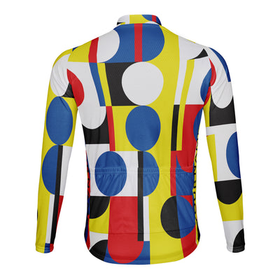 Customized Color Collision Geometric Rhythm Men's Winter Thermal Fleece Cycling Jersey Long Sleeve